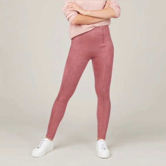 NWT Spanx Faux Suede Leggings Pink Size Medium - Picture 2 of 5